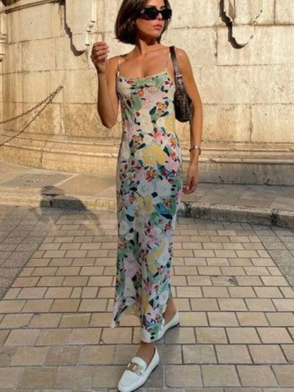 VRG GRL Flower Market Bias Cut Midi Dress - Floral - Size US 2 / AUS 6 (XS)
